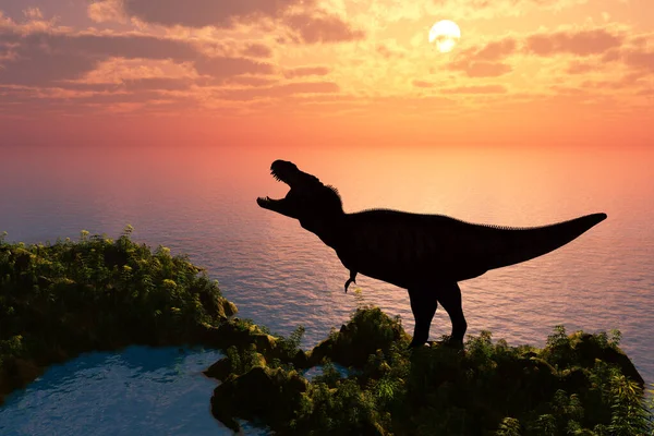 Giant Dinosaur Background Colorful Sky Render — Stock Photo, Image