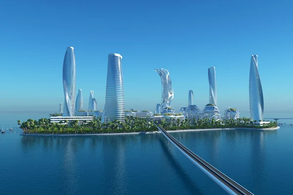 Una Città Fantastica Dal Futuro Render — Foto Stock