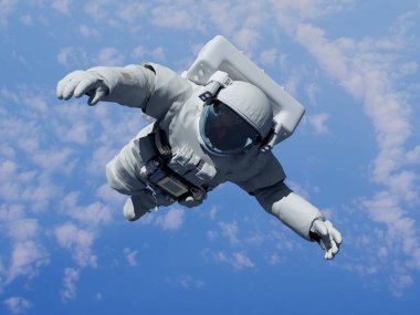 Dünya 33d görüntüleme bulutlarının üstündeki astronot uzayda