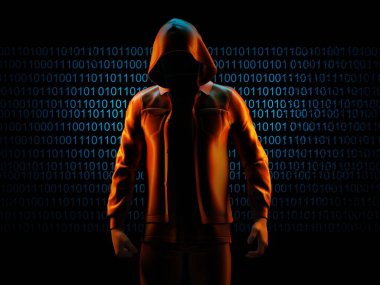 Kapüşonlu bir adam figürü.