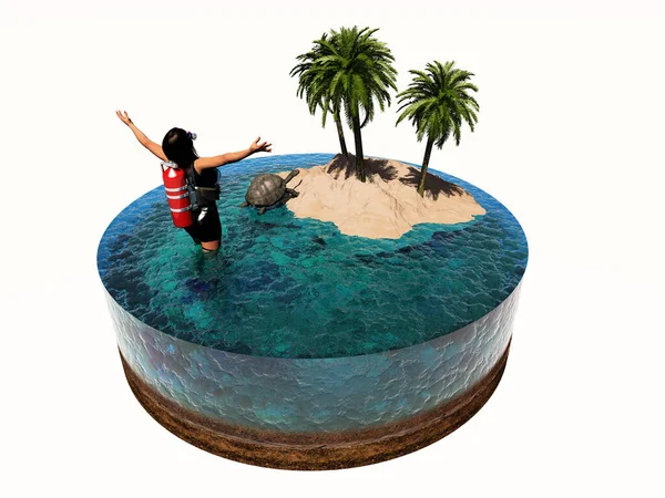Modell För Havet Med Render — Stockfoto