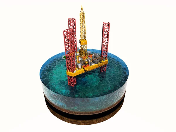 示范海洋和石油 3D渲染 — 图库照片
