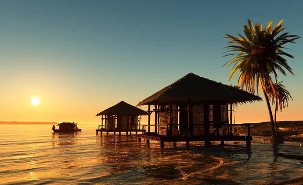 Hut Beach Render — Stock Photo, Image