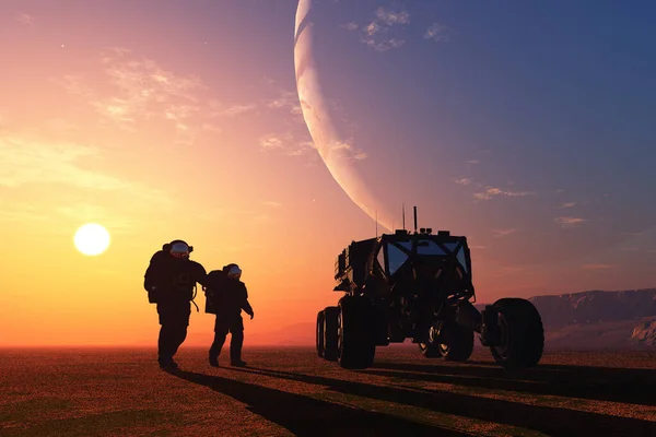 Raumfahrt Auf Dem Planeten Darstellung — Stockfoto