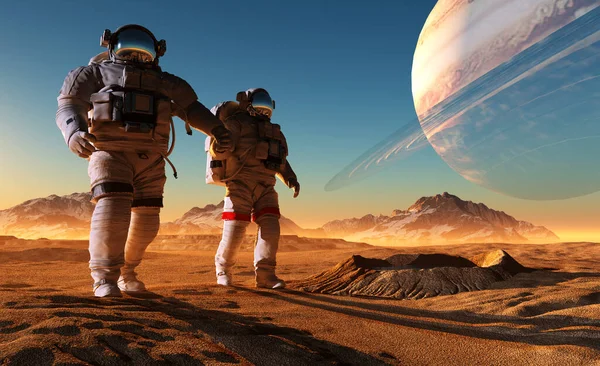 Gezegen Üzerinde Bir Grup Astronot Var — Stok fotoğraf