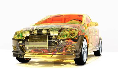 Beyaz arka planda 33d model arabalar.