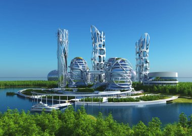 Şehrin en üst görüntüsü... 3D görüntüleme