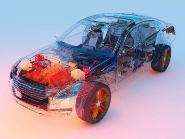 Beyaz arka planda 33d model arabalar.