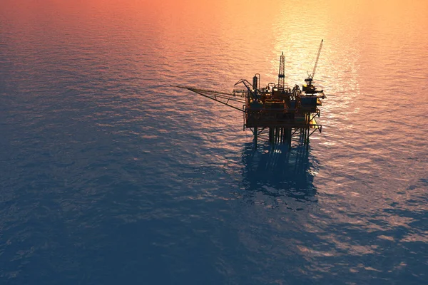 Oljeproduktion Havet Ovanifrån Återgivning — Stockfoto