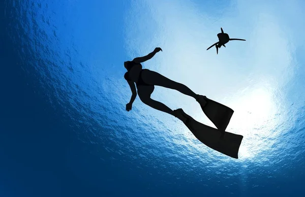 Figur Von Menschen Unter Wasser Darstellung — Stockfoto