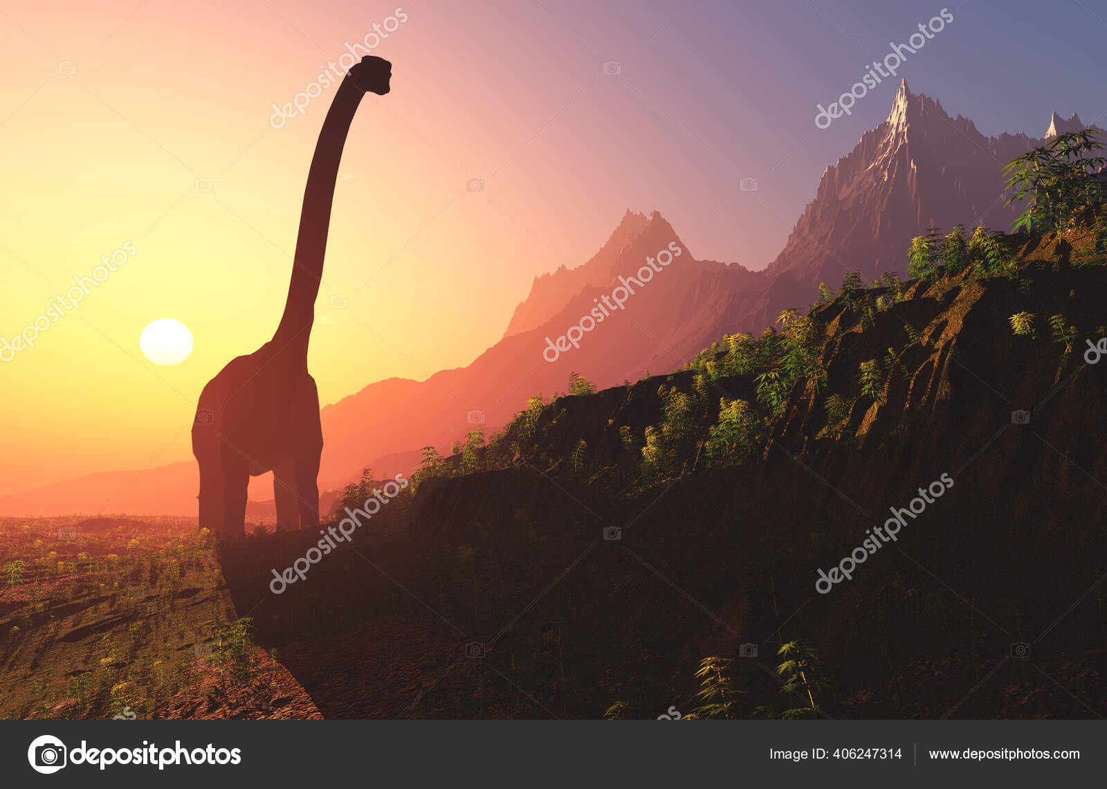 Dinossauro Gigante No Fundo Do Céu Colorido., 3d Render Foto Royalty Free,  Gravuras, Imagens e Banco de fotografias. Image 168263898
