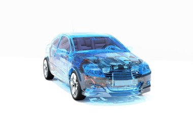 Beyaz arkaplanda cam otomatik... 3D görüntüleme