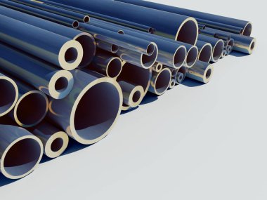 Bir sürü çelik boru 3D döşeme