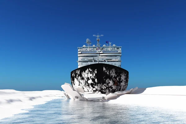 Eisbrecher Schiff Auf Dem Eis Meer Darstellung — Stockfoto