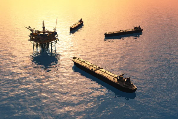 Petrolero Está Mar Render —  Fotos de Stock