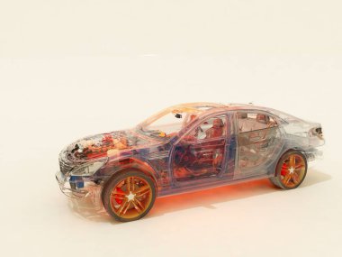 Beyaz arkaplanda cam otomatik... 3D görüntüleme