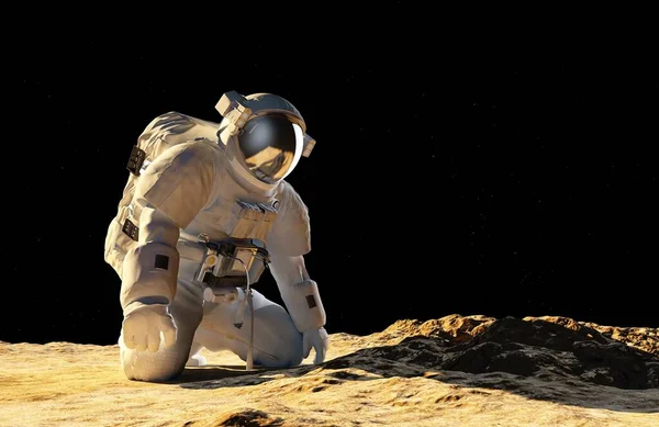 宇宙飛行士は地球を背景に3Dレンダリングします — ストック写真