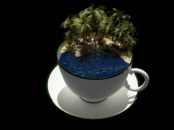 Cup Palm Trees Black Background Render — Stock Photo, Image