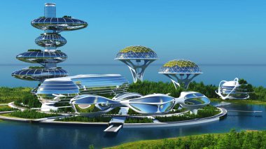 Şehrin en üst görüntüsü... 3D görüntüleme