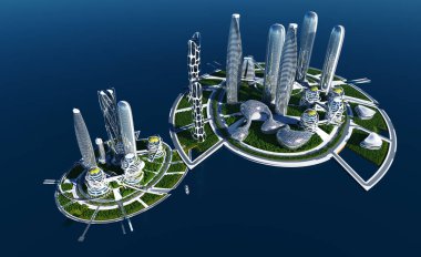 Şehrin en üst görüntüsü... 3D görüntüleme