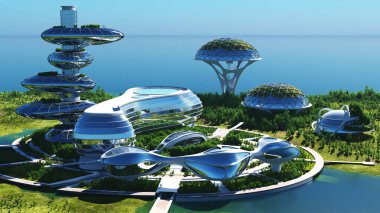 Şehrin en üst görüntüsü... 3D görüntüleme