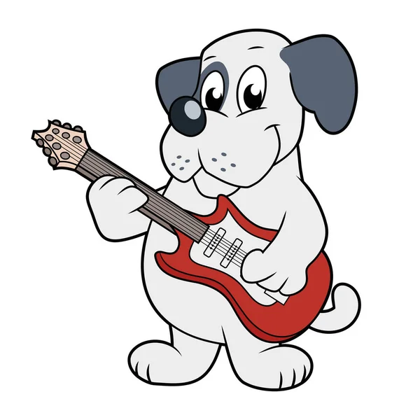 かわいい犬がギターを弾く — ストックベクタ