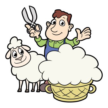 Çiftçi sheaving yün koyun