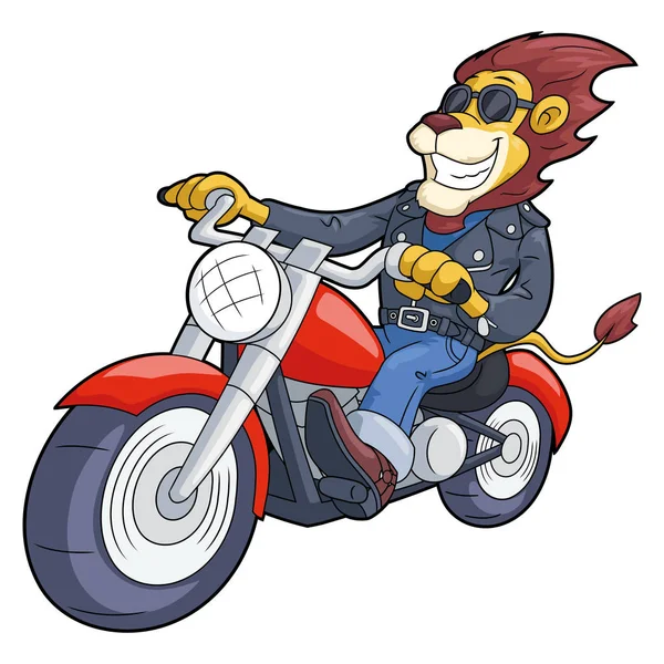 Lion équitation moto à grande vitesse — Image vectorielle