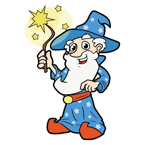 Sorcerer with magic wand