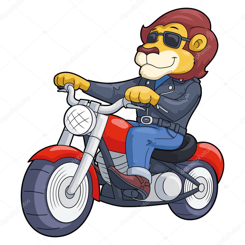 Lion riding motorbike