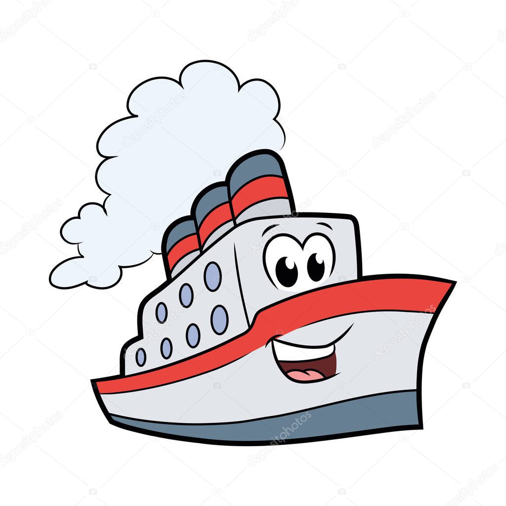 Cute smiling steamship