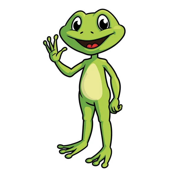 微笑的青蛙挥舞着手 — 图库矢量图片