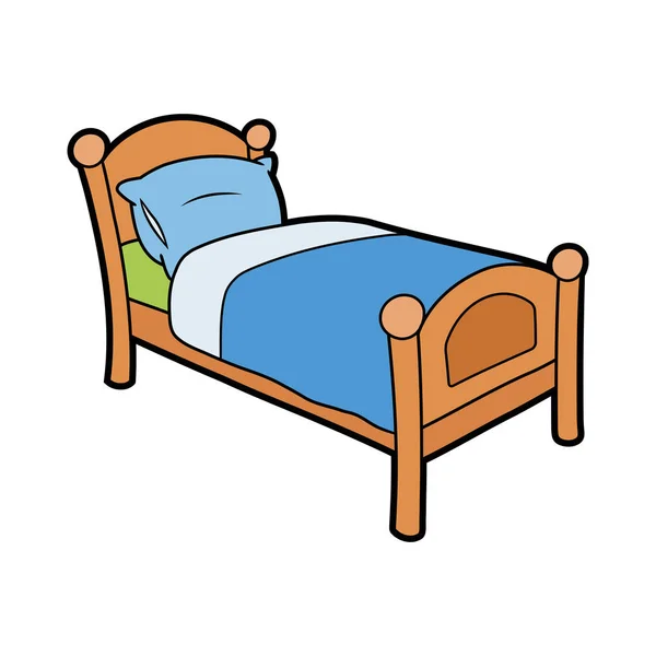 有枕头的木制床 矢量图形