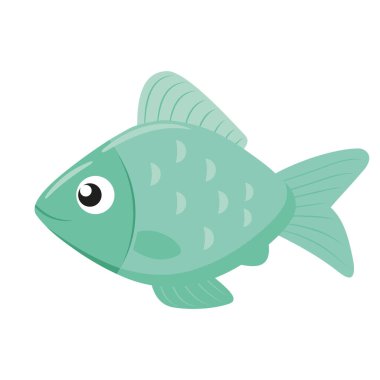 Şirin bir balık resmi. Düz bir resim.