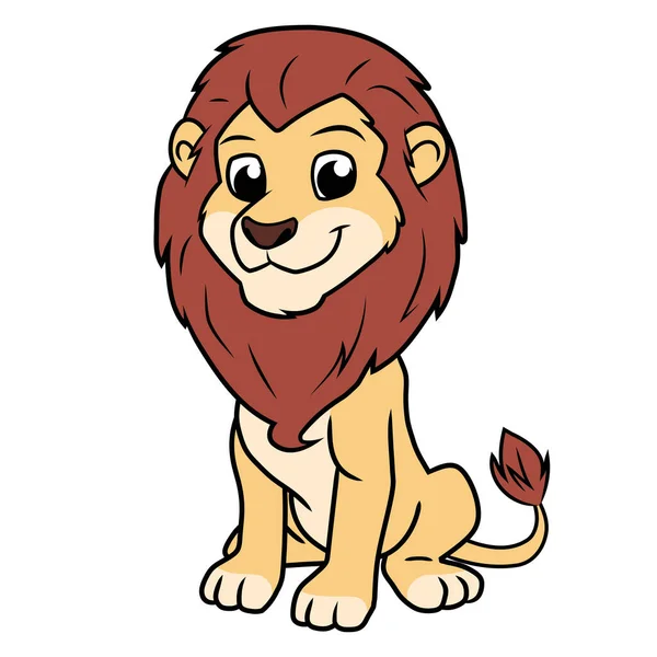 Ilustración de un león de dibujos animados sentado — Vector de stock