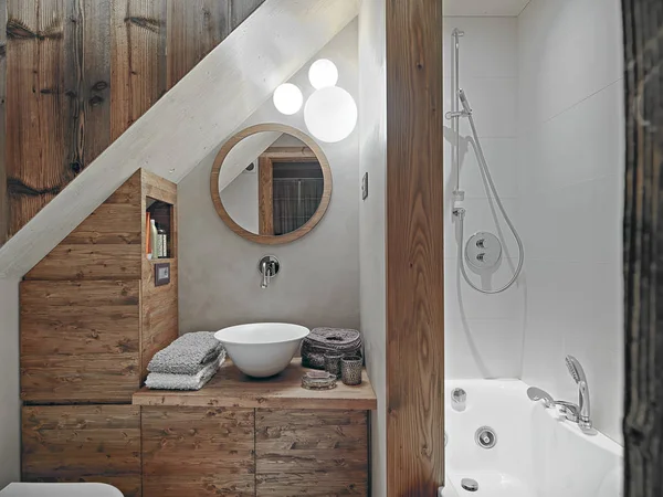 Interior view of a rustic bathroom — Stock Photo, Image