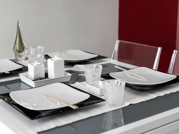 Table Set Kitchen — Stock Photo, Image