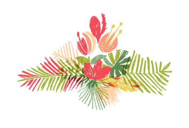 Tropikal çiçek yaprak buketi, tropik cennet