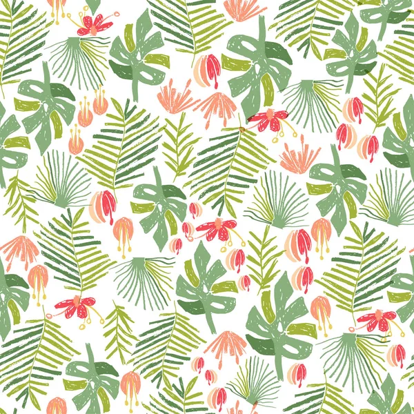 Tropisk blomma, jungle sömlösa mönster — Stock vektor