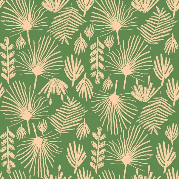 열 대 녹지 꽃, 이중톤 원활한 패턴 — 스톡 벡터