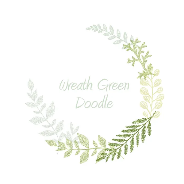 Greenery scribble hand drawn herb border — Stock Photo, Image