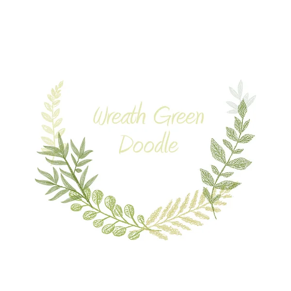 Green doodle hand drawn herb border — Stock Photo, Image