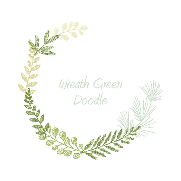 Greenery scribble hand drawn foliage border — Stock Photo, Image