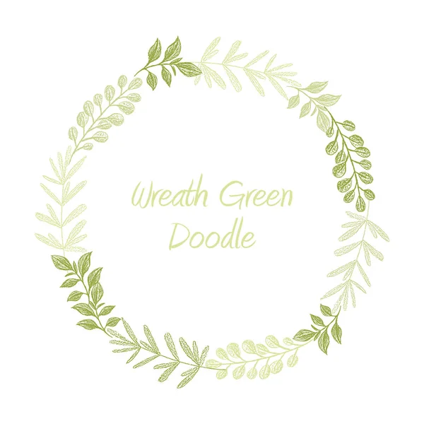 Green hand drawn leaves wreath — Stock Photo, Image