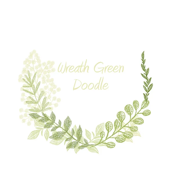 Greenery doodle hand drawn floral wreath — Stock Photo, Image