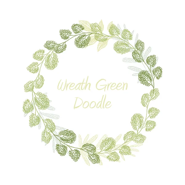 Greenery doodle leaf wreath — Stock Photo, Image