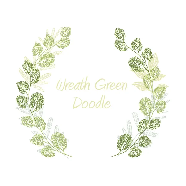 Green scribble leaf wreath , card template — Stock Photo, Image