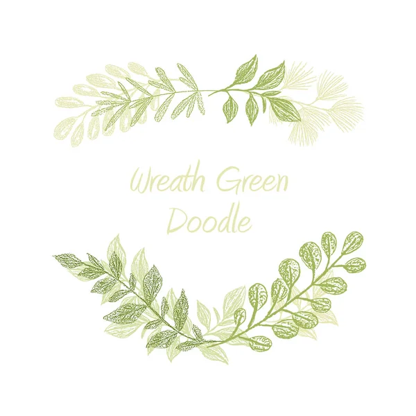 Green floral doodle branch border — Stock Photo, Image