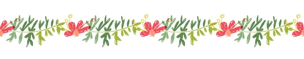Tropikal çiçek el çizilmiş üstbilgi veya kenarlık satırı — Stok Vektör