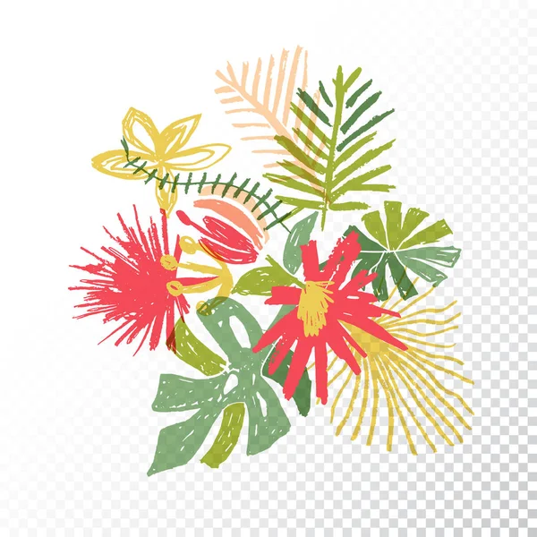 Tropical flower bouquet, translucent background — Stock Vector